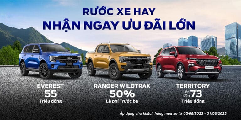 Khuyến mãi lớn tháng 8/2023 cho các dòng xe Ford